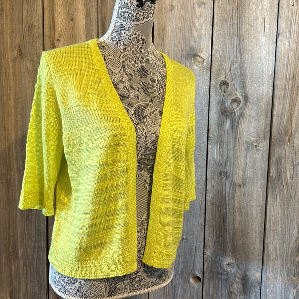 Bright Yellow Open-Front Sweater - Picture 9 of 11